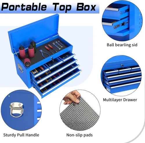 Miniatura 5 de Caja de herramientas con 8 cajones y ruedas, caja de almacenamiento de herramientas extraíble con 4 ruedas y cajones, organizador de herramientas