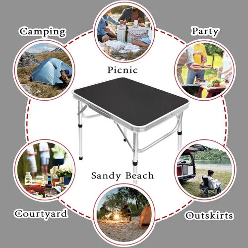 Miniatura 7 de Camp Field Mesa pequeña plegable de aluminio, altura ajustable, mesa de campamento portátil ligera para picnic, playa, al aire libre e