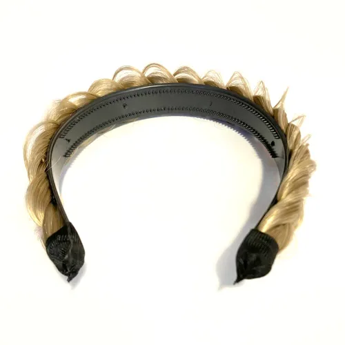 Miniatura 2 de RPZL (Rubio caramelo 8/14) Diademas trenzadas de cabello sintético – Diadema trenzada ligera y antideslizante – Dos hebras de 4 pulgadas de ancho