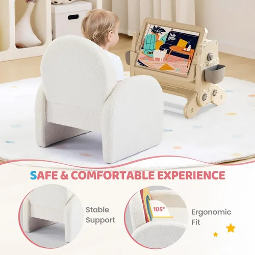 Miniatura 4 de JOYMOR Sofá para niños, sillón para niños con cobertura completa de forro polar, ultrasuave y felpa, base resistente para niños y niñas, arcoíris