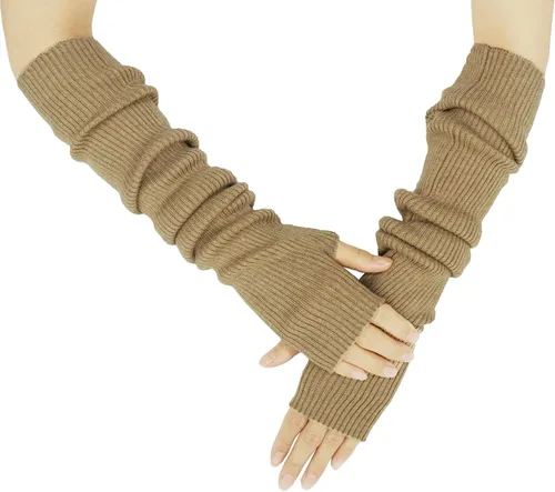 Miniatura 48 de Guantes cálidos de cachemira de brazo largo para mujer, guantes de invierno acogedores sin dedos, calentadores de brazos suaves, gran regalo