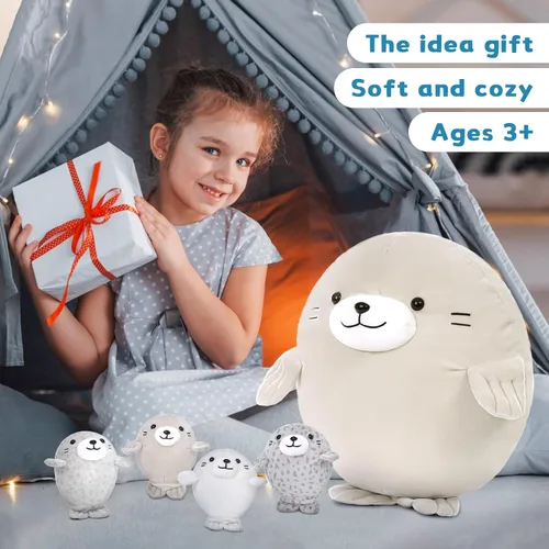 Miniatura 5 de MaoGoLan 5 piezas de peluche de foca gorda con 4 bebés en el interior - Almohada gigante de animal de peluche de foca ultrasuave de 20 pulgadas