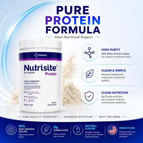 Miniatura 5 de Nutrisite Proteína de suero en polvo 90% – Proteína en polvo sin sabor para niños y adultos, cero carbohidratos, sin gluten y sacarosa, fácil