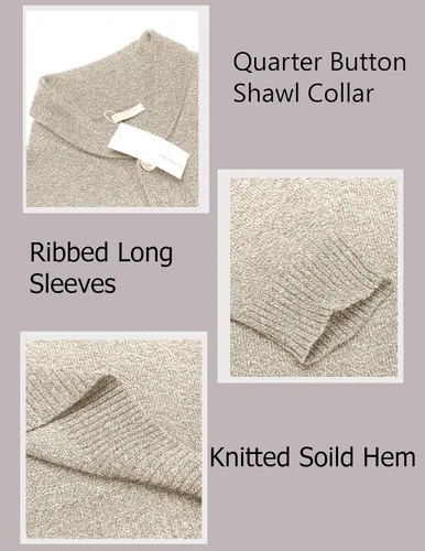 Miniatura 5 de COOFANDY Suéter de moda con cuello Shwal para hombre, suéter de punto trenzado ajustado con botón