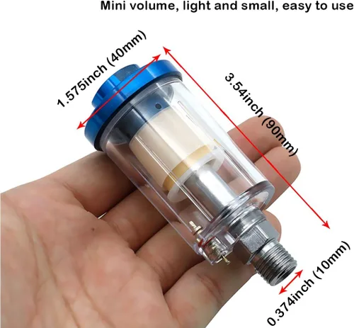 Miniatura 5 de beduan Filtro separador de aceite de agua, filtro NPT macho y hembra de 1/4 de pulgada para pistola rociadora de hilo de aire (2 unidades)