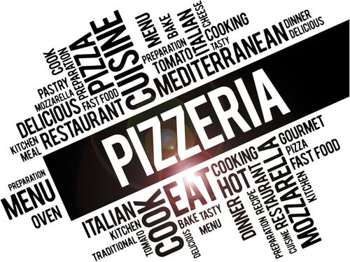 Vinilo Adhesivo de pared Pizzería Palabras Cocina Italiana Restaurante Pizzería Pegatinas Mural (ig6447) Negro