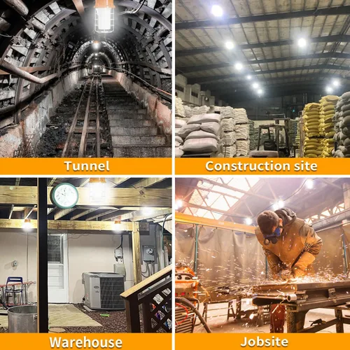 Miniatura 6 de RIUVAO Luz de trabajo temporal de 80W LED 12000lm 5000K luz diurna blanca portátil colgante iluminación de construcción llevó alta luz de la bahía