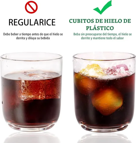 Miniatura 2 de Cubos de hielo de plástico reutilizables, paquete de 25 cubos de hielo coloridos recongelables para bebidas, whisky, vodka o café, cubos de hielo