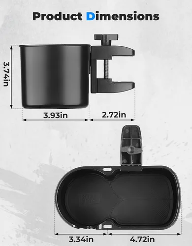 Miniatura 6 de KEMIMOTO Soporte para tazas de escritorio, organizador para mesa de oficina, silla de césped, carrito de golf, bote de pontón, adecuado para la Negro