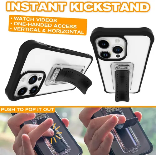 Miniatura 2 de Scooch® para iPhone 15 Pro Max Funda con Soporte, Funda Kickstand Wingman 5-en-1, Protección contra Caídas de Grado Militar, Kickstand Desplegable