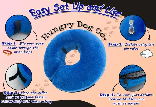 Miniatura 5 de Collar inflable de alta calidad para perros y gatos - Ayuda en la recuperación de mascotas - Cómodo y seguro para tu mascota – Collar E suave – Azul
