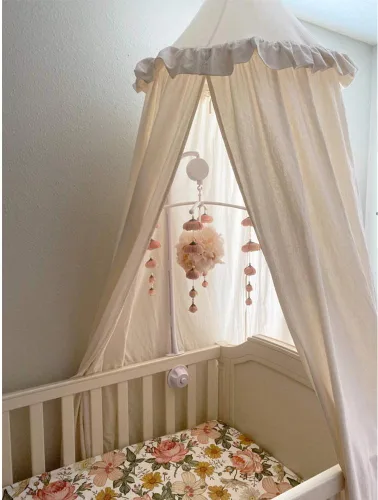 Miniatura 4 de Toldo de cama para niños con volantes, red de algodón para cuna, rincón de lectura, cortina de escondite, colgante, tienda de campaña redonda, ropa