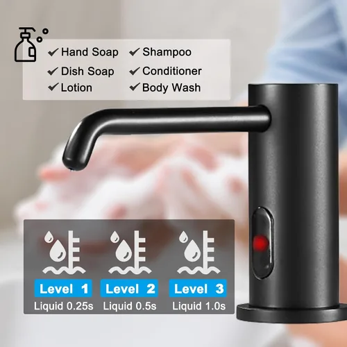 Miniatura 6 de Dispensador automático de jabón sin contacto para fregadero de cocina y baño, dispensador de jabón eléctrico integrado, sensores infrarrojos