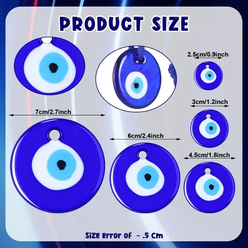 Miniatura 2 de Jutom 25 dijes de cristal a granel de mal de ojo, llavero de mal de ojo, cuentas para manualidades, adorno azul para colgar en la pared con cuerdas