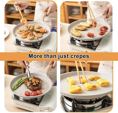Miniatura 7 de Sartén para Crepes de 8 pulgadas, Sartén Antiadherente para Crepes Omelette Tortillas Panqueques Crujientes, Sartén Dosa Tawa para Tortillas