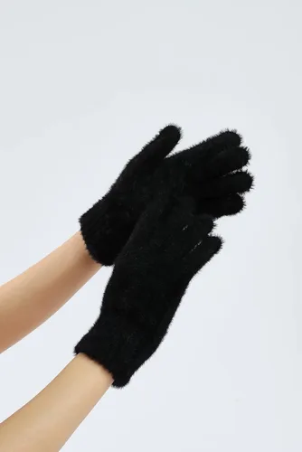 Miniatura 56 de Sahabowi Guantes de cuero para clima frío Manopla de lana cálida de invierno para mujeres