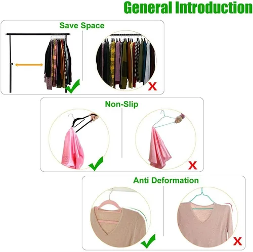 Miniatura 3 de Paquete de 50+10 perchas de terciopelo antideslizantes para ropa para trajes, perchas para ahorrar espacio de 15-20 libras, perchas resistentes