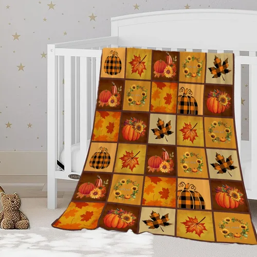 Miniatura 25 de YeeJu Manta decorativa de otoño, tamaño Queen, para Acción de Gracias, cosecha de otoño, lindas calabazas, para cama, sofá, grande, suave, Otoño-01
