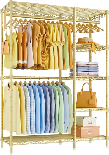 Miniatura 9 de Ulif F2 - Perchero de ropa de 5 niveles, perchero resistente para dormitorio, organizador de almacenamiento de clóset ajustable independiente, 46.1