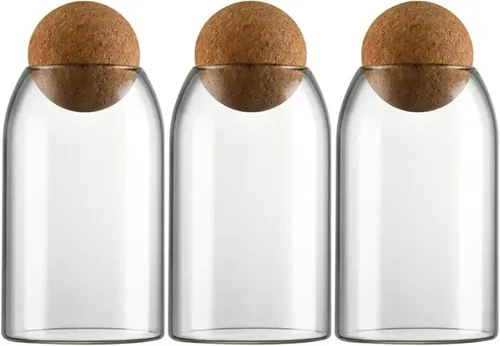Terrarios de vidrio con tapa de madera hermética (corcho de bola) | Macetas de terrario cerradas | Recipientes para botellas de vidrio transparente