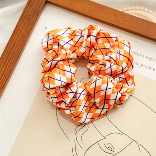 Miniatura 4 de Coleteros de terciopelo para el cabello de Halloween, bandas amarillas para el cabello, accesorios para el cabello a cuadros, coleteros a cuadros