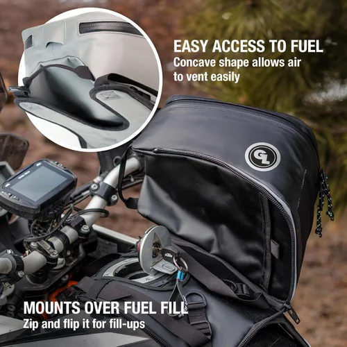 Miniatura 6 de Bolsa de tanque Giant Loop Fandango, negra impermeable para motocicleta, capacidad de 8 litros, se adapta a cualquier moto de cross, bicicleta