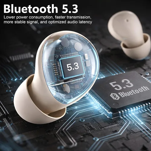 Miniatura 2 de Auriculares invisibles pequeños inalámbricos para el trabajo, auriculares ocultos de perfil bajo para dormir con pantalla LED, sonido estéreo