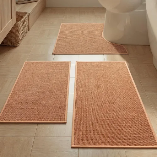 Miniatura 39 de YIHOUSE Juego de 2 tapetes de baño, color beige, ultrafino, absorbente, antideslizante, para baño, lavable, ducha, lavabo, lavandería