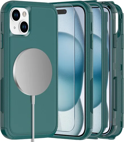 Miniatura 31 de Diverbox Funda para iPhone 15 [a prueba de golpes] [a prueba de caídas] [protector de pantalla de vidrio templado], funda de protección resistente