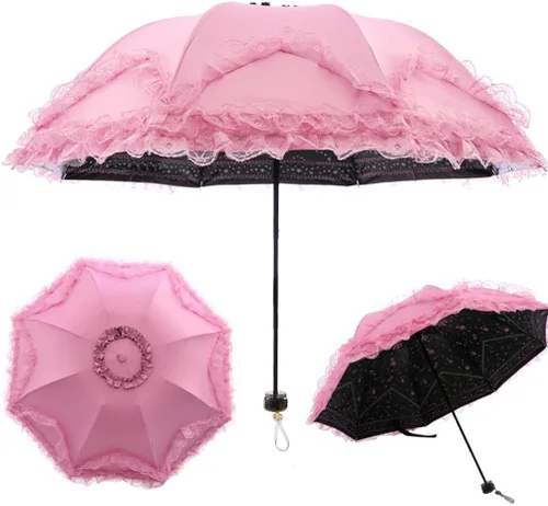 Miniatura 3 de Honeystore Princess Sombrilla de encaje plegable Sunny y decoración de lluvia paraguas