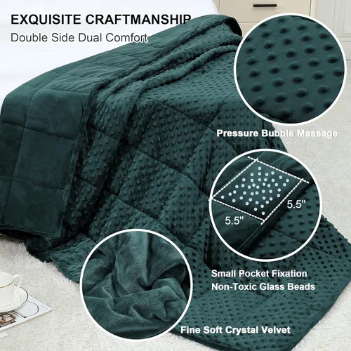 Miniatura 2 de Alomidds Manta con peso (48"x72", 20lbs tamaño Twin - Verde), mantas con peso para adultos, refrescante, transpirable, suave y cómoda Minky, manta A