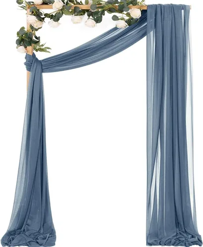 Miniatura 51 de MLMC 1 panel de tela para arco de boda azul bebé, 29 x 20 pies, cortinas de gasa extralargas transparentes de 6.6 yardas, paneles de cortinas