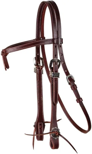Miniatura 3 de Schneiders Double S Latigo Lined Futurity Browband Headstall Premium Horse Headgear Soft Latigo Lining Adjustable Size Durable Harness