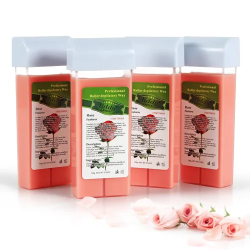 Ceras de relleno en rollo de rosa para depilación para piel sensible, kit de depilación con rodillo para el cuerpo, piernas y brazos de las mujeres