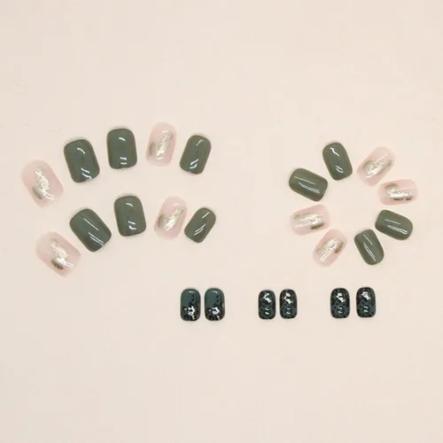 Miniatura 8 de 24 uñas postizas a presión de punta francesa, uñas postizas medianas con forma cuadrada, uñas adhesivas con purpurina y diamantes de imitación, uñas