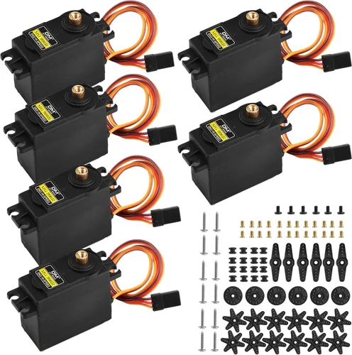 Aideepen [Paquete de 6] MG996R Metal Gear de alta velocidad Servo Motor digital para JR RC Helicóptero Coche Barco Robot