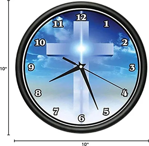 Miniatura 2 de Reloj de pared con cruz Jesús cristiano religioso regalo espiritual