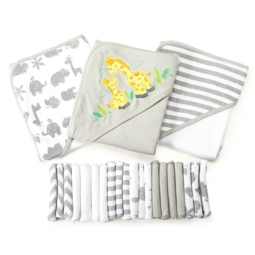 Spasilk Baby - Juego de toallas con capucha y paños de baño para niñas y niños recién nacidos (23 unidades)