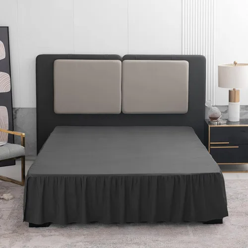 Miniatura 22 de TSUTOMI Falda de Cama Negra Tamaño Twin con Volantes y Esquinas Divididas, Falda de Cama Twin Caída de 12 Pulgadas, Falda de Cama Tamaño Twin Negra