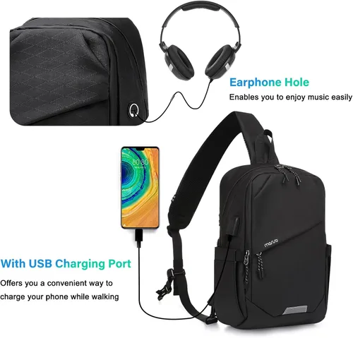 Miniatura 3 de MOSISO Mochila bandolera de viaje para senderismo, bolsa cruzada grande con puerto de carga USB para hombres y mujeres, bolsillos de 3 capas, bolsa