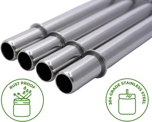 Miniatura 3 de Pajitas cortas y seguras de acero inoxidable para batidos, pajitas rectas reutilizables de metal para tarros de media pinta de masón, tazas de café