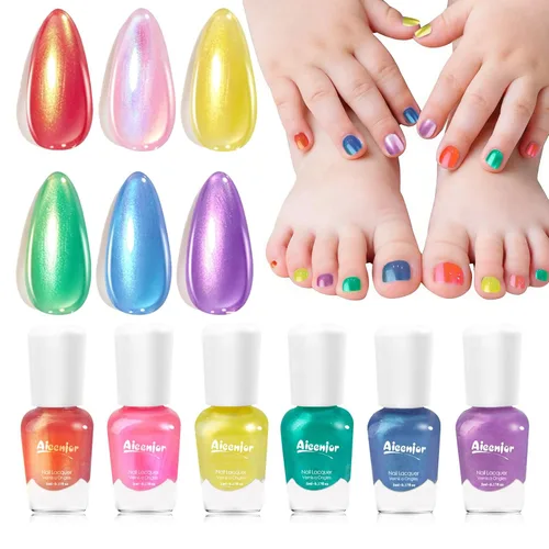 Miniatura 10 de Juego de Esmalte de Uñas de Secado Rápido para Niños, Esmalte de Uñas No Tóxico para Niños Pequeños, Esmalte para Uñas de las Manos Despegable a