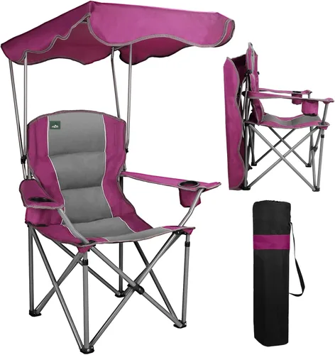 Miniatura 8 de Northroad Sillas de camping plegables con toldo y silla de playa con portavasos, reposabrazos y bolsa de transporte para viajes al aire libre, Negro