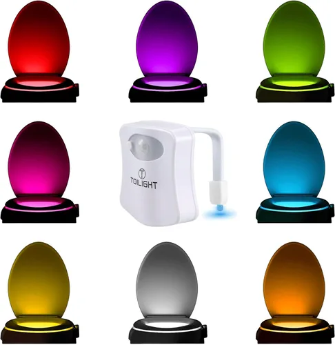 Miniatura 10 de 2 unidades. La luz nocturna original para taza de inodoro. Divertido y útil dispositivo con sensor de movimiento para el baño. Idea de regalo