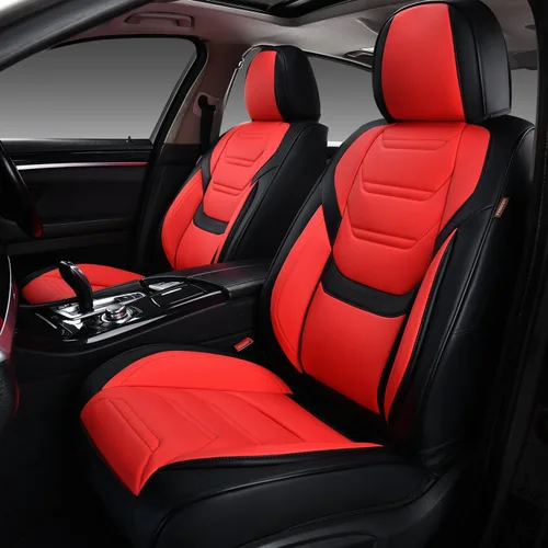 Miniatura 27 de TIEHESYT Fundas de asiento delantero de automóvil color rosa, par de fundas de cuero transpirable para asientos delanteros y reposacabezas, funda