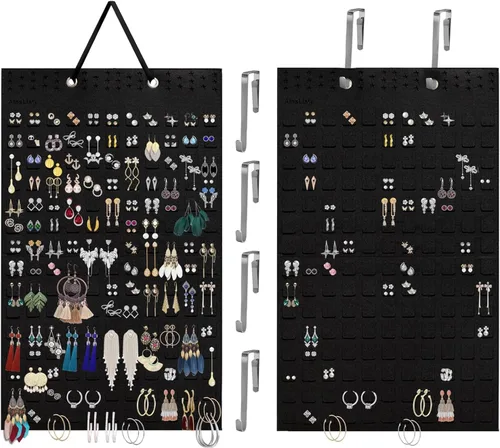 Miniatura 9 de Organizador de aretes colgantes, con capacidad para hasta 330 pares, soporte de pared de fieltro suave, organizador de aretes para mujeres y niñas