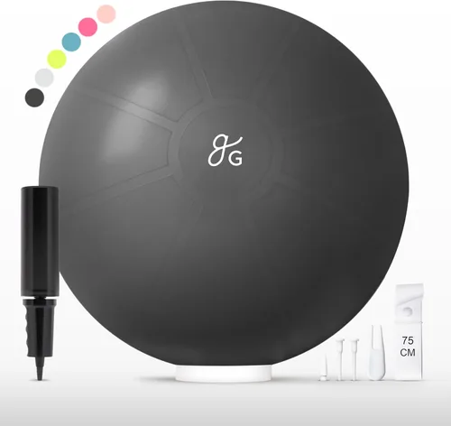 Miniatura 8 de Greater Goods Pelota de yoga anti-estallido para pilates, estabilidad, embarazo y entrenamientos, incluye bomba, en varios tamaños y colores Gris