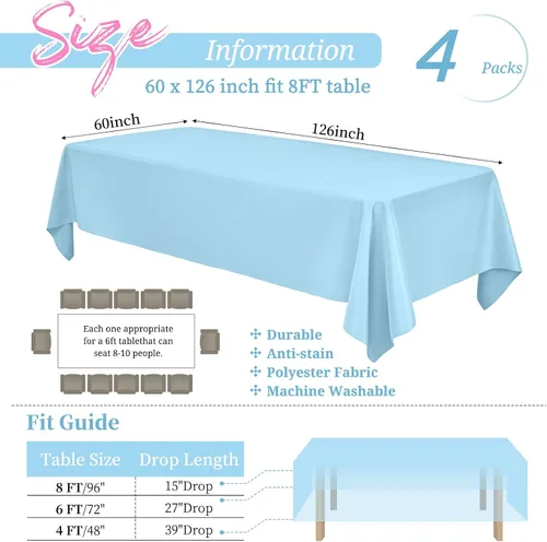 Miniatura 47 de Showgeous Paquete de 4 manteles redondos color rosa intenso de 120 pulgadas de poliéster para mesas redondas, manteles de tela decorativa lavable