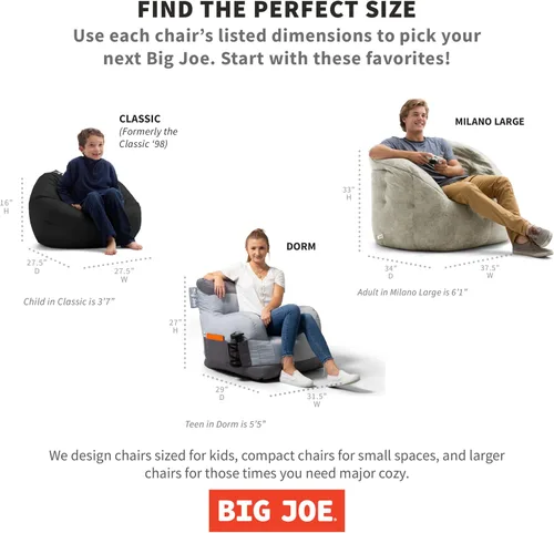 Miniatura 8 de Big Joe Hug Sillón estilo puf relleno de bolitas, Caribou Hyde, mezcla de poliéster sintético, 3 pies Adular