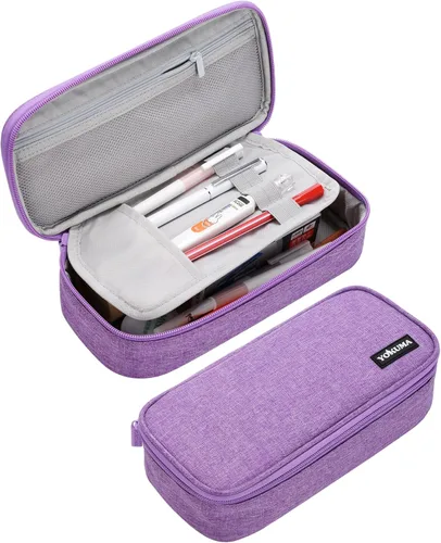 Miniatura 8 de YOKUMA Estuche para lápices, bolsa de lápices de gran capacidad, caja de lápices con cremallera estética, suministros de regreso a clases